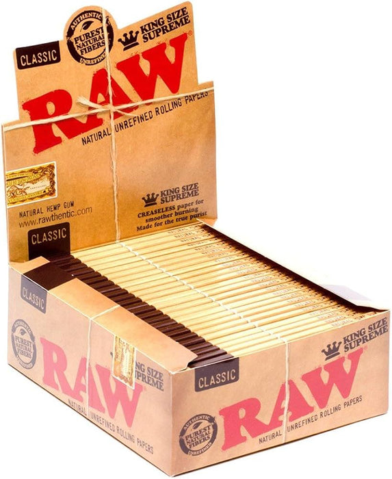 Papeles RAW King Size Caja – Classic KS Supreme (24 pz) – Vuelo 420 Smoke Shop México