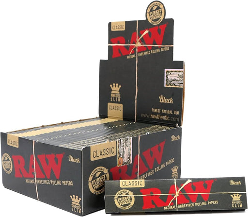 Papeles RAW King Size Caja – Black KS Slim (50 pz) – Vuelo 420 Smoke Shop México