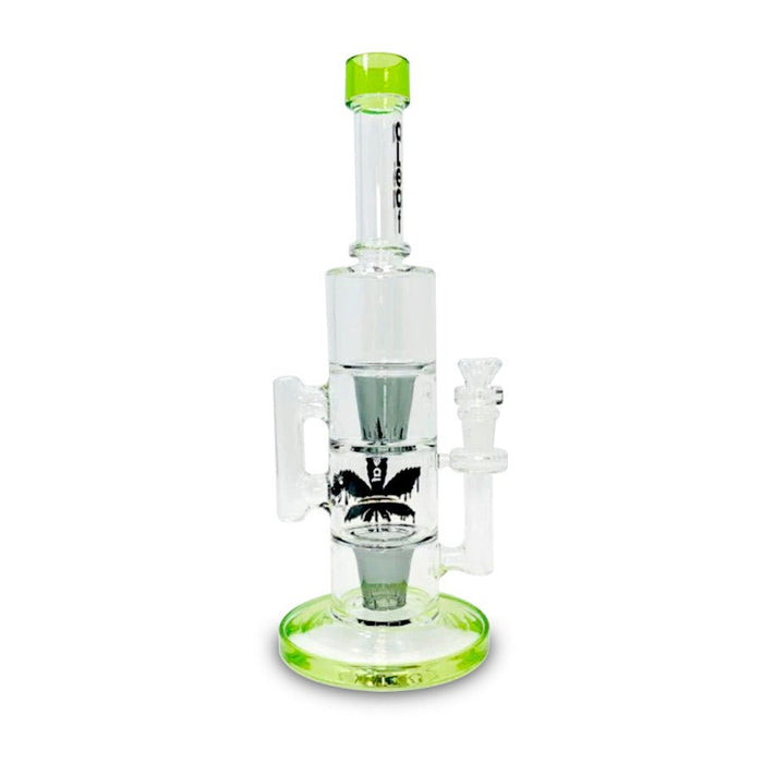 Bong aLeaf Double Ripple 14.6" – Verde – Vuelo 420 Smoke Shop México