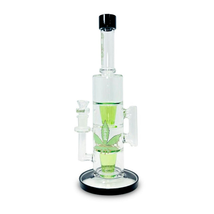Bong aLeaf Double Ripple 14.6" – Negro – Vuelo 420 Smoke Shop México