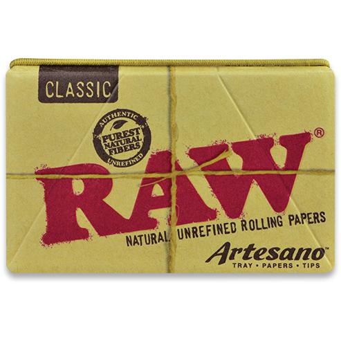 RAW Artesano Clásico que incluye papeles, filtros y charola para rolar porros