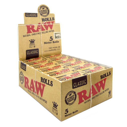 Rollos de Papel RAW Caja – Classic KS Slim 5 m (24 pz) – Vuelo 420 Smoke Shop México