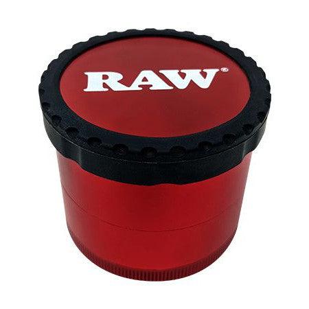 RAW LIFE es un grinder modular para hierbas secas (cannabis) en color rojo