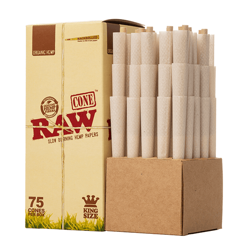 Conos RAW Organic Hemp King Size en caja de 75 pz 