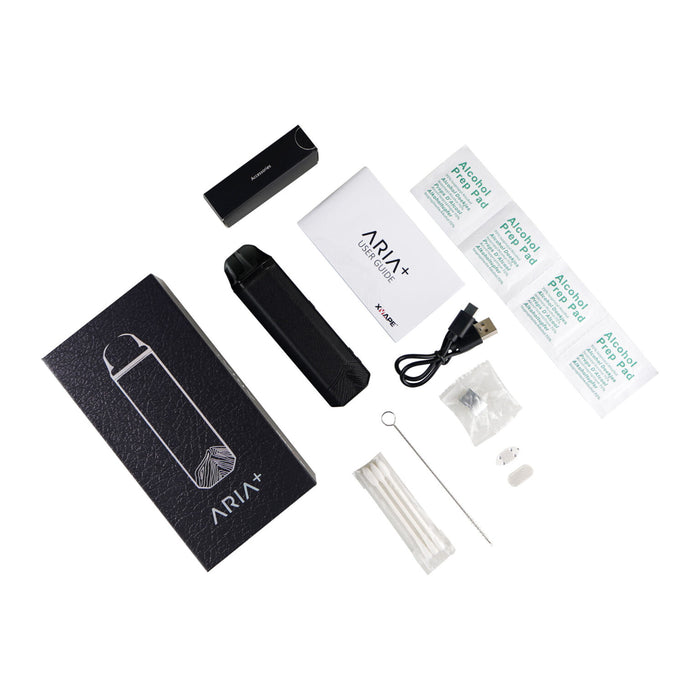 Lo que incluye el vaporizador Xvape Aria+ Plus Negro para hierba o wax de cannabis