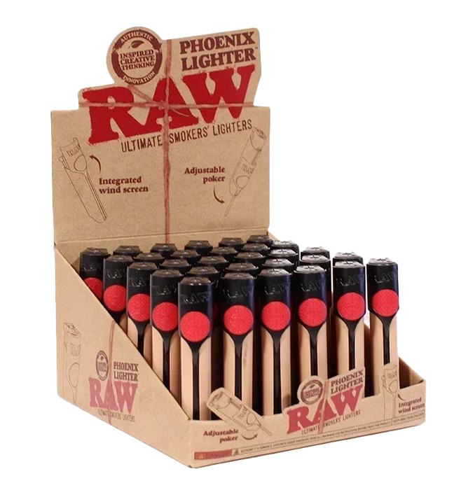 Encendedores RAW Phoenix Recargables (Exhibidor 30 pz) – Clásico – Vuelo 420 Smoke Shop México