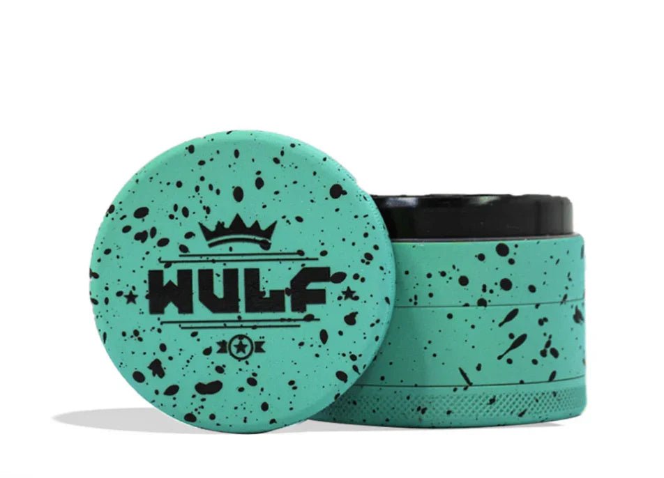 Grinder Wulf 4 Piezas 65mm Splatter – Turquesa con Negro – Vuelo 420 Smoke Shop México