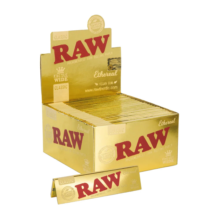 Papeles RAW Ethereal Gold KS Wide 50 pz – Vuelo 420 Smoke Shop México