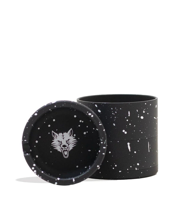 Grinder Wulf 4 Piezas 65mm con Cenicero Splatter – Negro con Blanco – Vuelo 420 Smoke Shop México