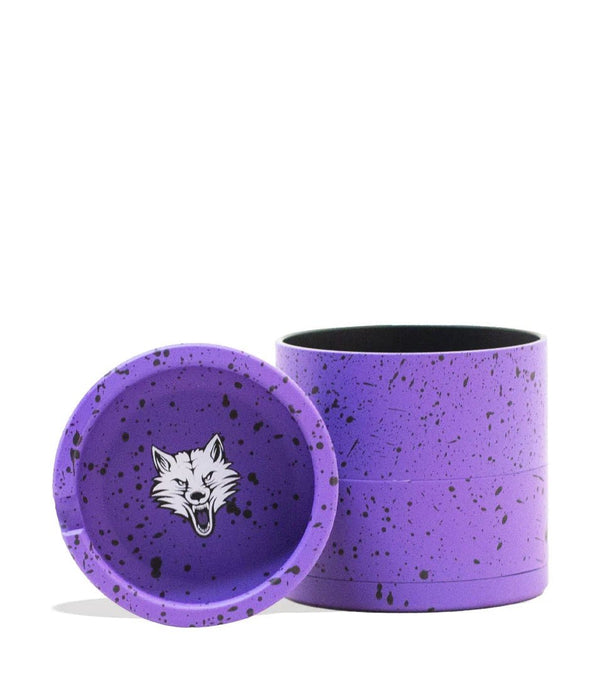 Grinder Wulf 4 Piezas 65mm con Cenicero Splatter – Morado con Negro – Vuelo 420 Smoke Shop México