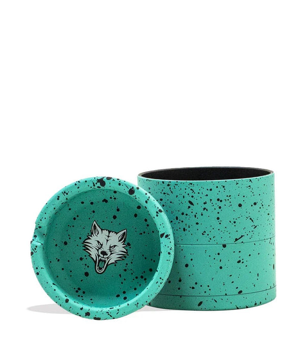 Grinder Wulf 4 Piezas 65mm con Cenicero Splatter – Turquesa con Negro – Vuelo 420 Smoke Shop México