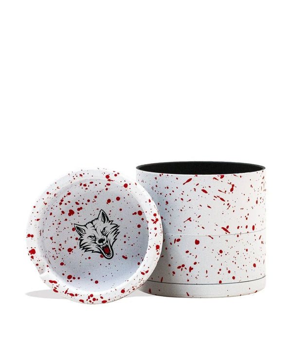 Grinder Wulf 4 Piezas 65mm con Cenicero Splatter – Blanco con Rojo – Vuelo 420 Smoke Shop México