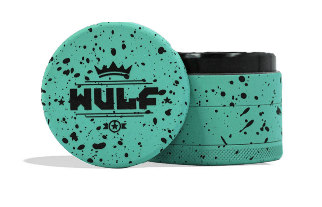 Grinder Wulf 4 Piezas 50mm Splatter – Turquesa con Negro – Vuelo 420 Smoke Shop México